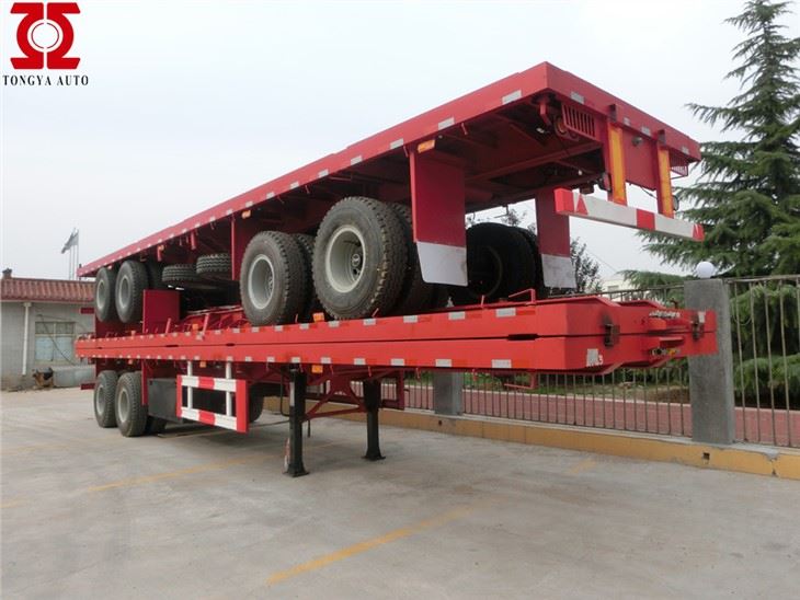 2 axles Flat txaj Semi Trailer