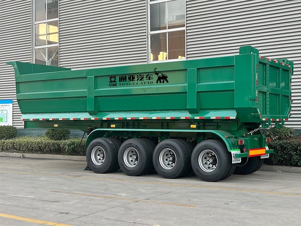 Plaub Axle Tsheb Pem Hauv Ntej Semi Trailer